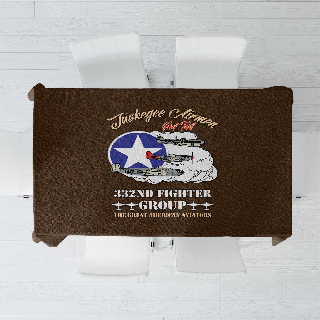 Tuskegee Airmen WWII Heroes Tablecloth The Great American Aviators Brown Leather Pattern - Wonder Print Shop