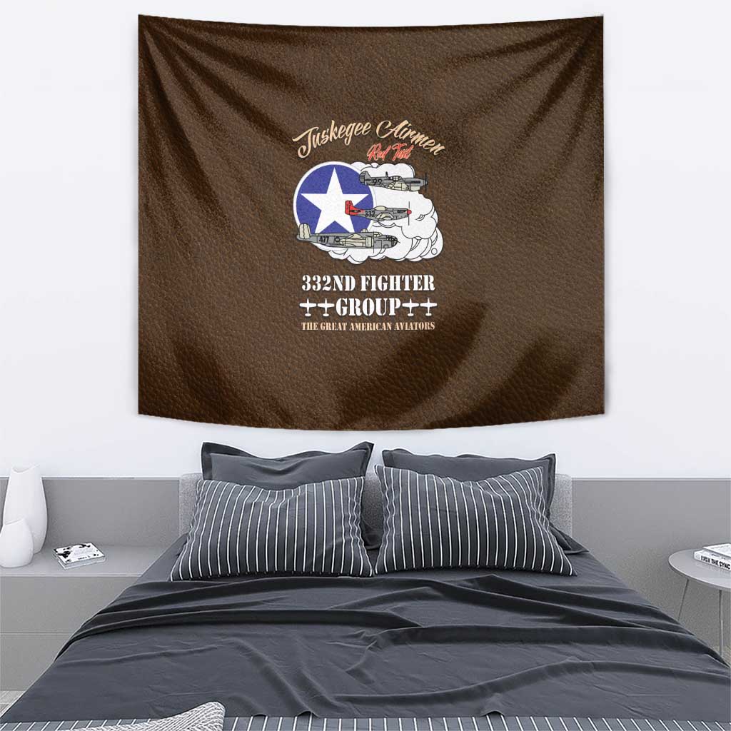 Tuskegee Airmen WWII Heroes Tapestry The Great American Aviators Brown Leather Pattern - Wonder Print Shop