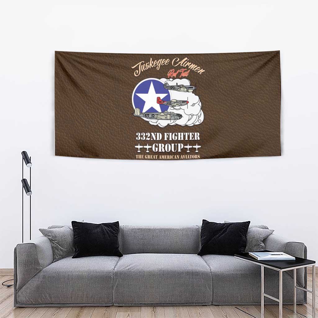 Tuskegee Airmen WWII Heroes Tapestry The Great American Aviators Brown Leather Pattern - Wonder Print Shop