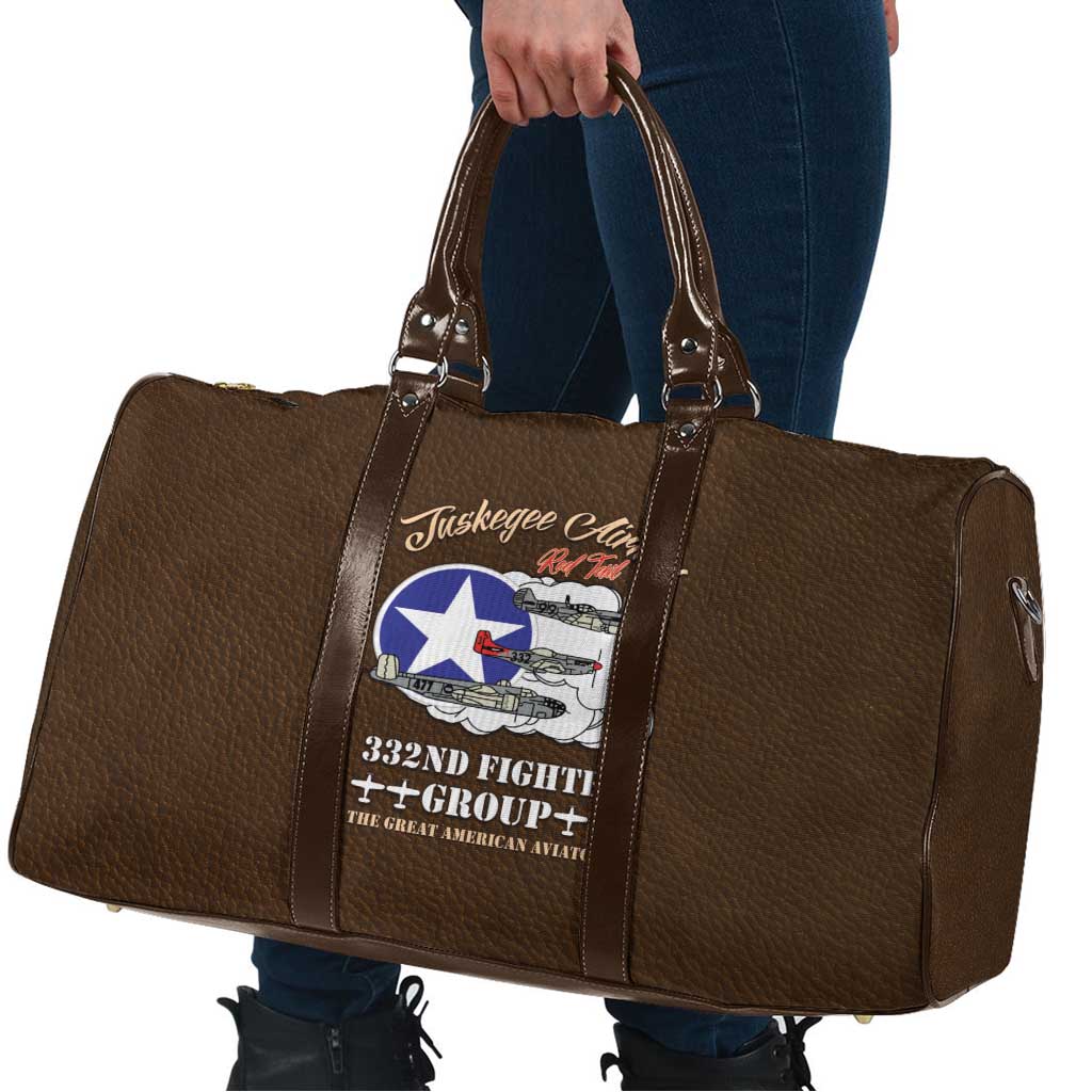 Tuskegee Airmen WWII Heroes Travel Bag The Great American Aviators Brown Leather Pattern - Wonder Print Shop