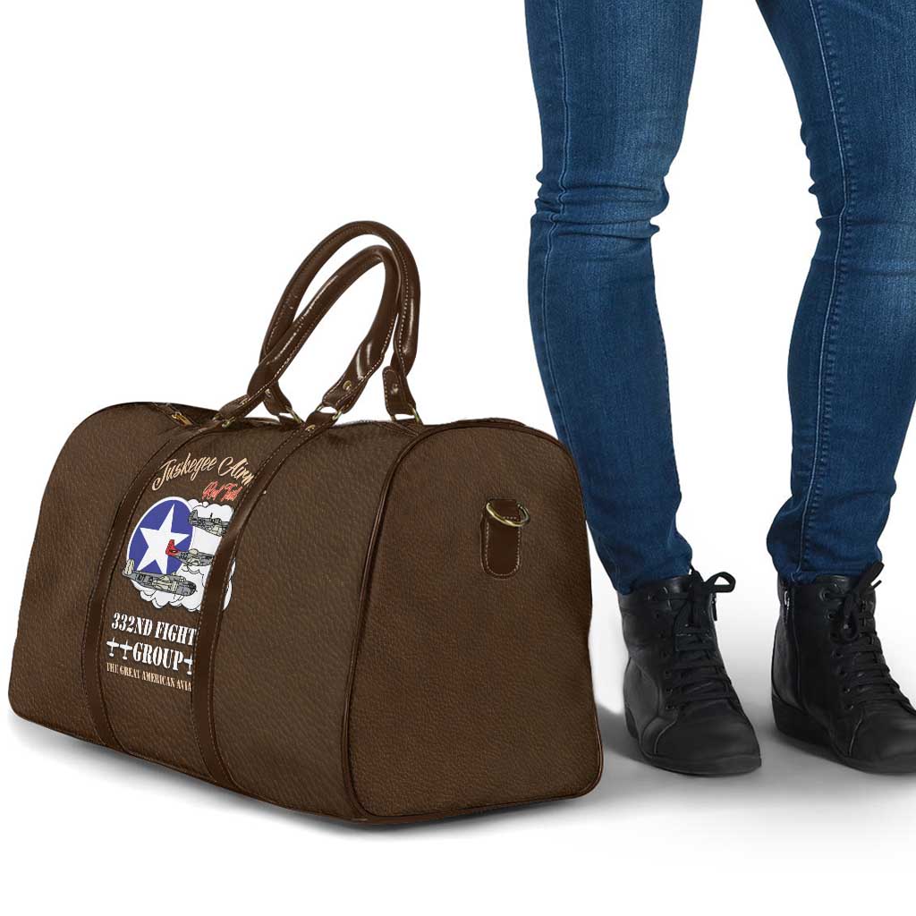 Tuskegee Airmen WWII Heroes Travel Bag The Great American Aviators Brown Leather Pattern - Wonder Print Shop