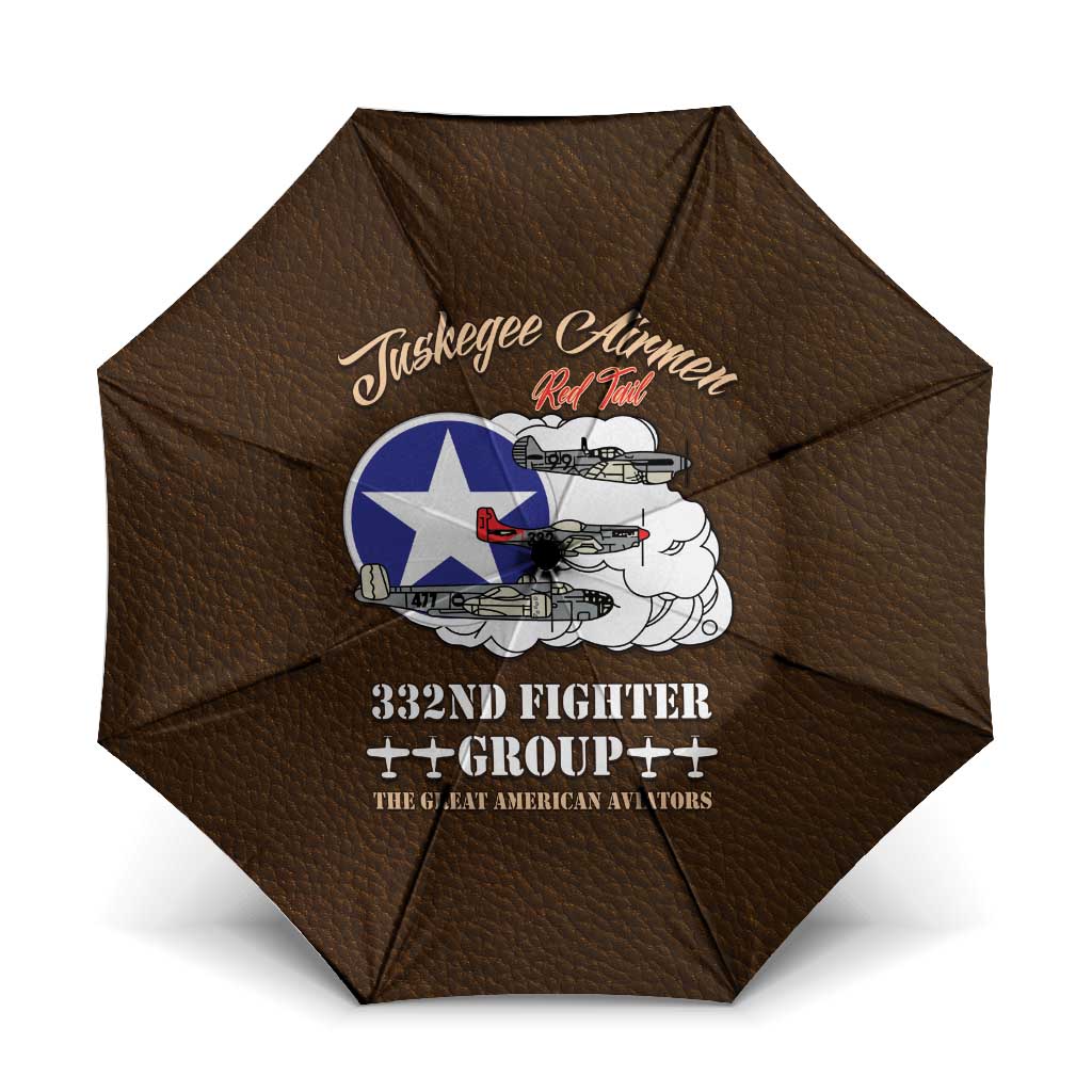 Tuskegee Airmen WWII Heroes Umbrella The Great American Aviators Brown Leather Pattern - Wonder Print Shop