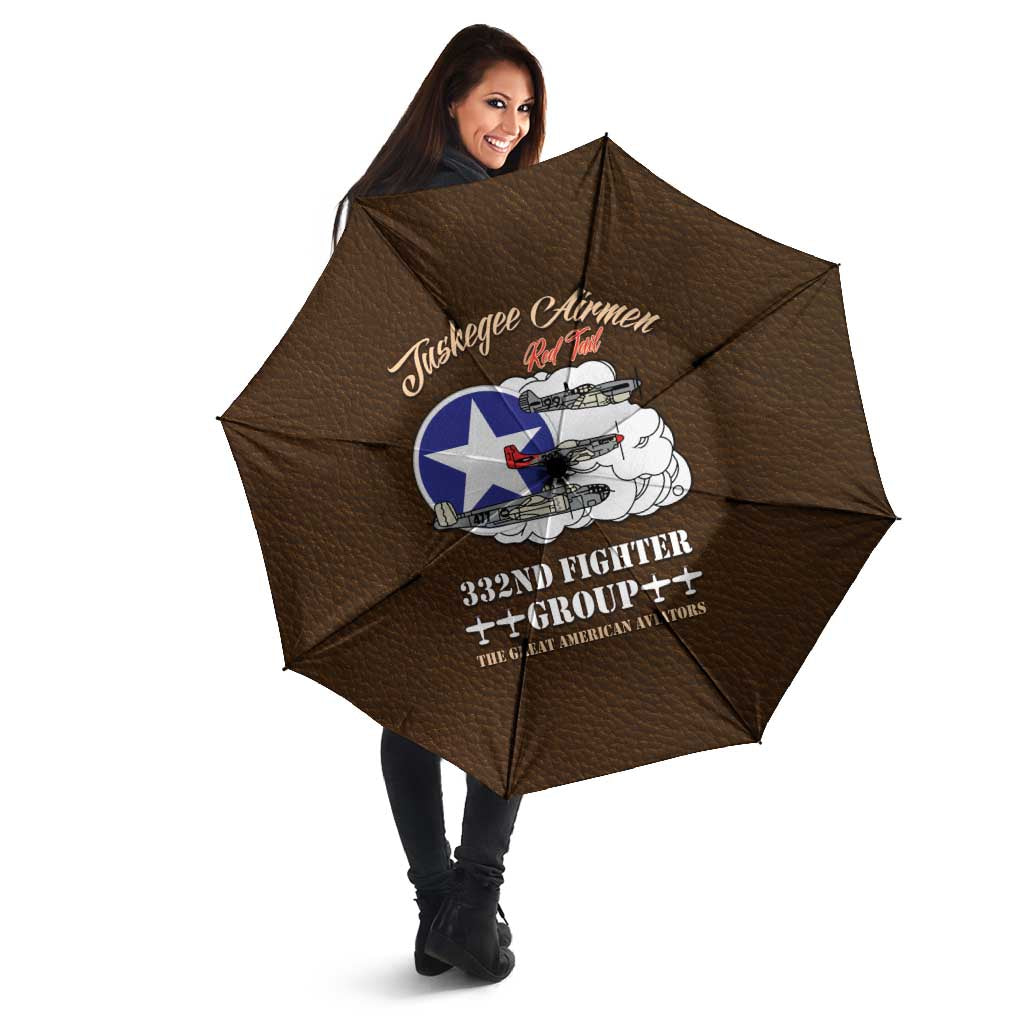 Tuskegee Airmen WWII Heroes Umbrella The Great American Aviators Brown Leather Pattern - Wonder Print Shop