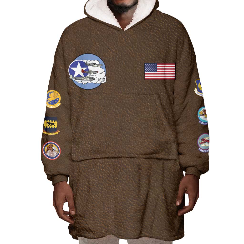 Tuskegee Airmen WWII Heroes Wearable Blanket Hoodie The Great American Aviators Brown Leather Pattern - Wonder Print Shop