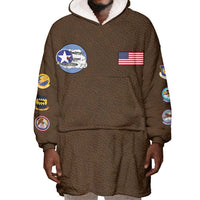 Tuskegee Airmen WWII Heroes Wearable Blanket Hoodie The Great American Aviators Brown Leather Pattern - Wonder Print Shop