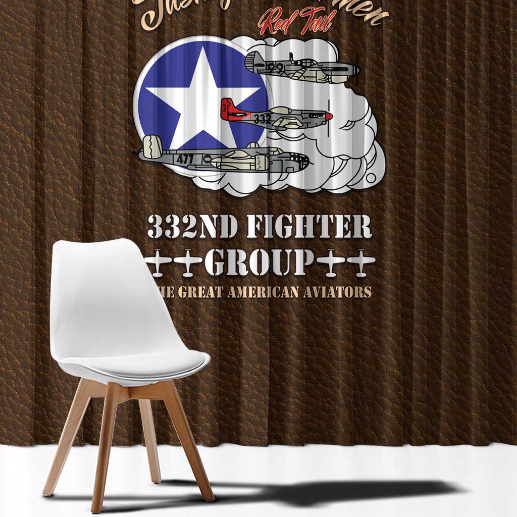 Tuskegee Airmen WWII Heroes Window Curtain The Great American Aviators Brown Leather Pattern - Wonder Print Shop