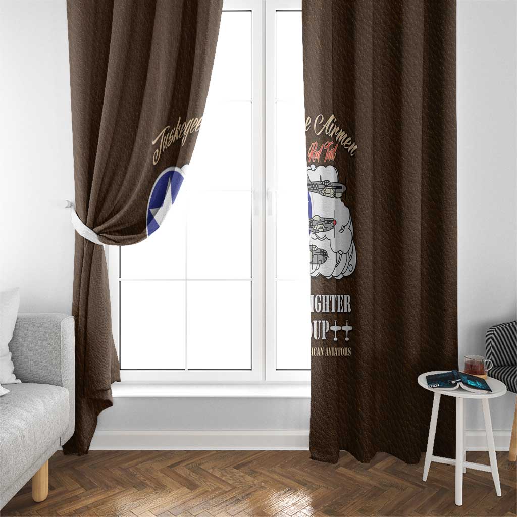 Tuskegee Airmen WWII Heroes Window Curtain The Great American Aviators Brown Leather Pattern - Wonder Print Shop