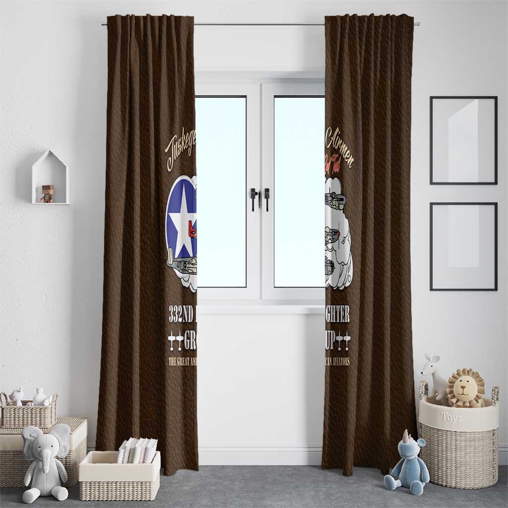 Tuskegee Airmen WWII Heroes Window Curtain The Great American Aviators Brown Leather Pattern - Wonder Print Shop