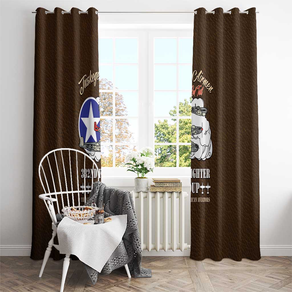 Tuskegee Airmen WWII Heroes Window Curtain The Great American Aviators Brown Leather Pattern - Wonder Print Shop