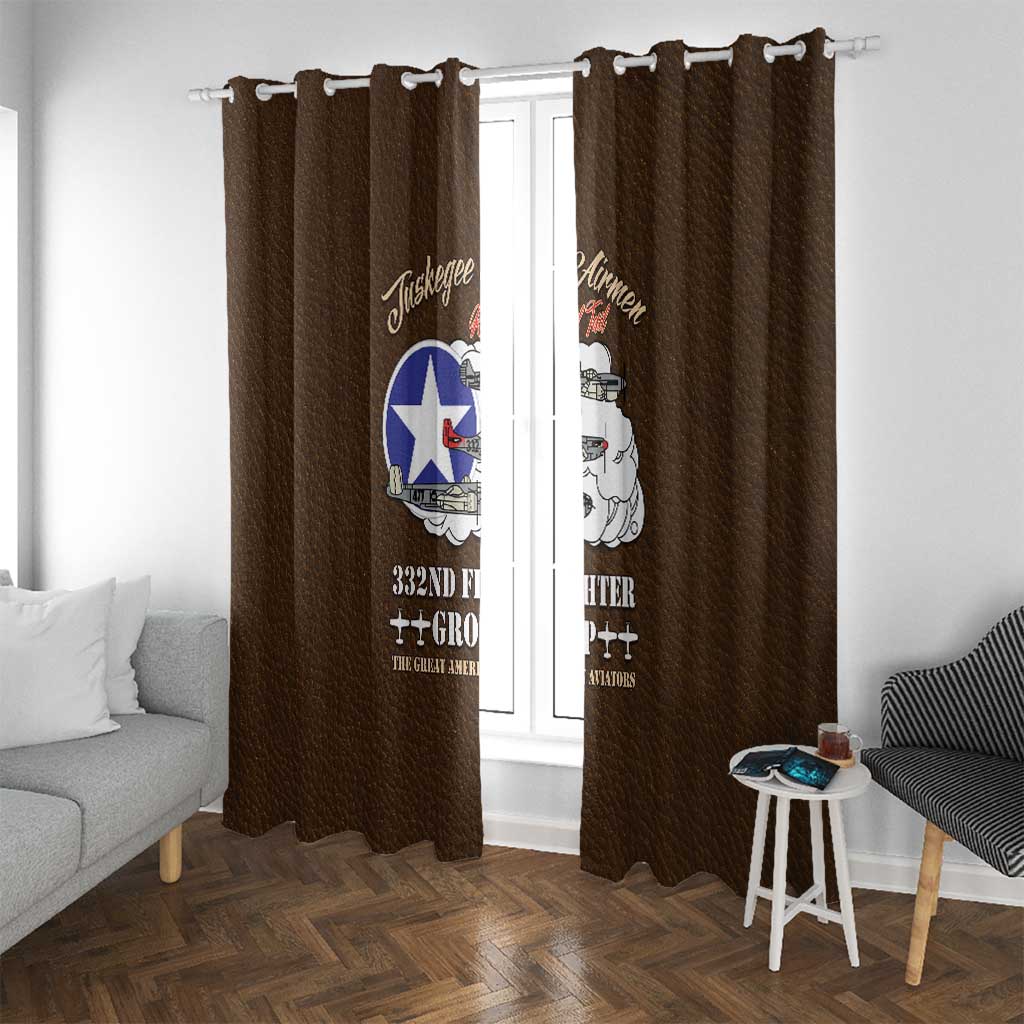 Tuskegee Airmen WWII Heroes Window Curtain The Great American Aviators Brown Leather Pattern - Wonder Print Shop