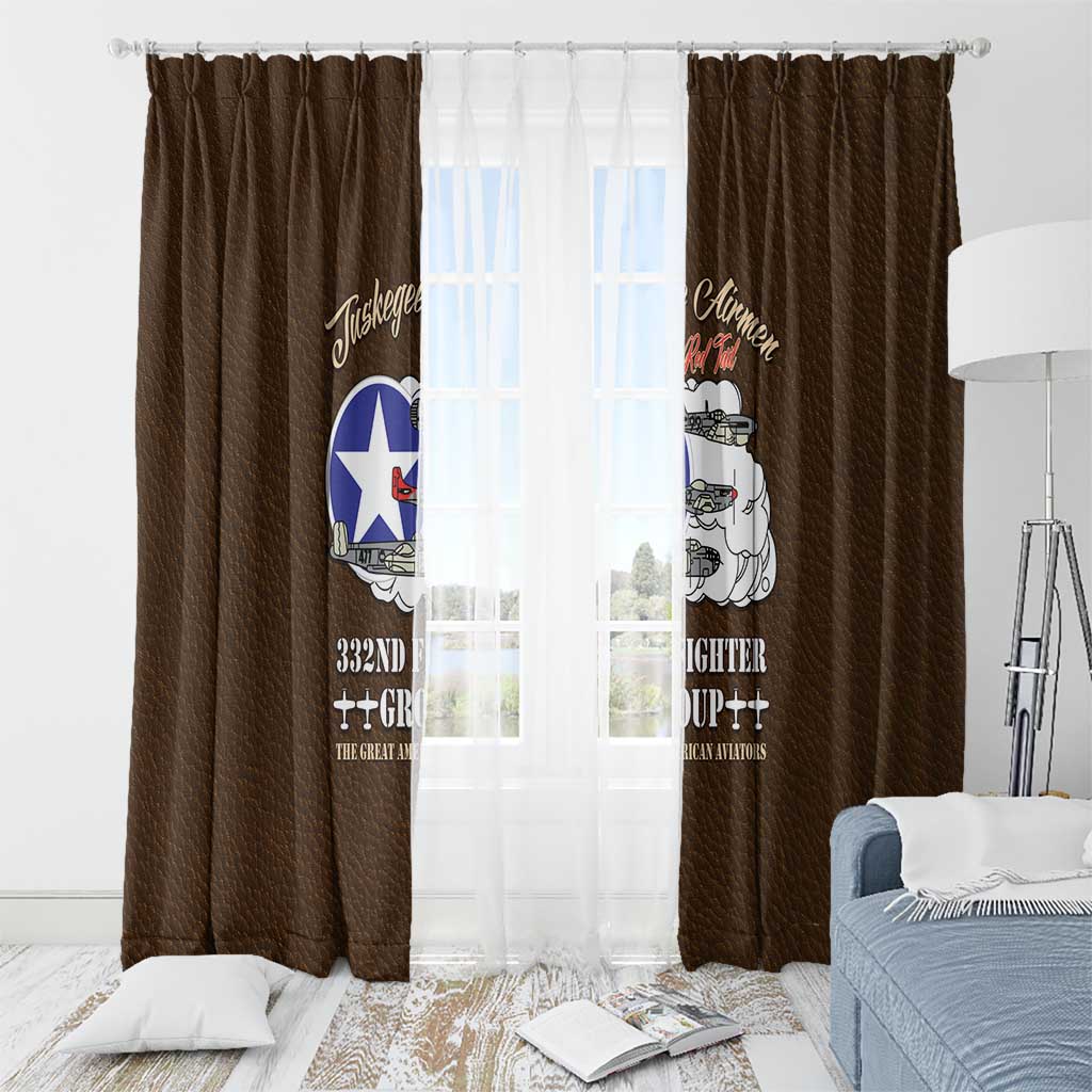 Tuskegee Airmen WWII Heroes Window Curtain The Great American Aviators Brown Leather Pattern - Wonder Print Shop