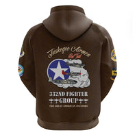 Tuskegee Airmen WWII Heroes Zip Hoodie The Great American Aviators Brown Leather Pattern - Wonder Print Shop