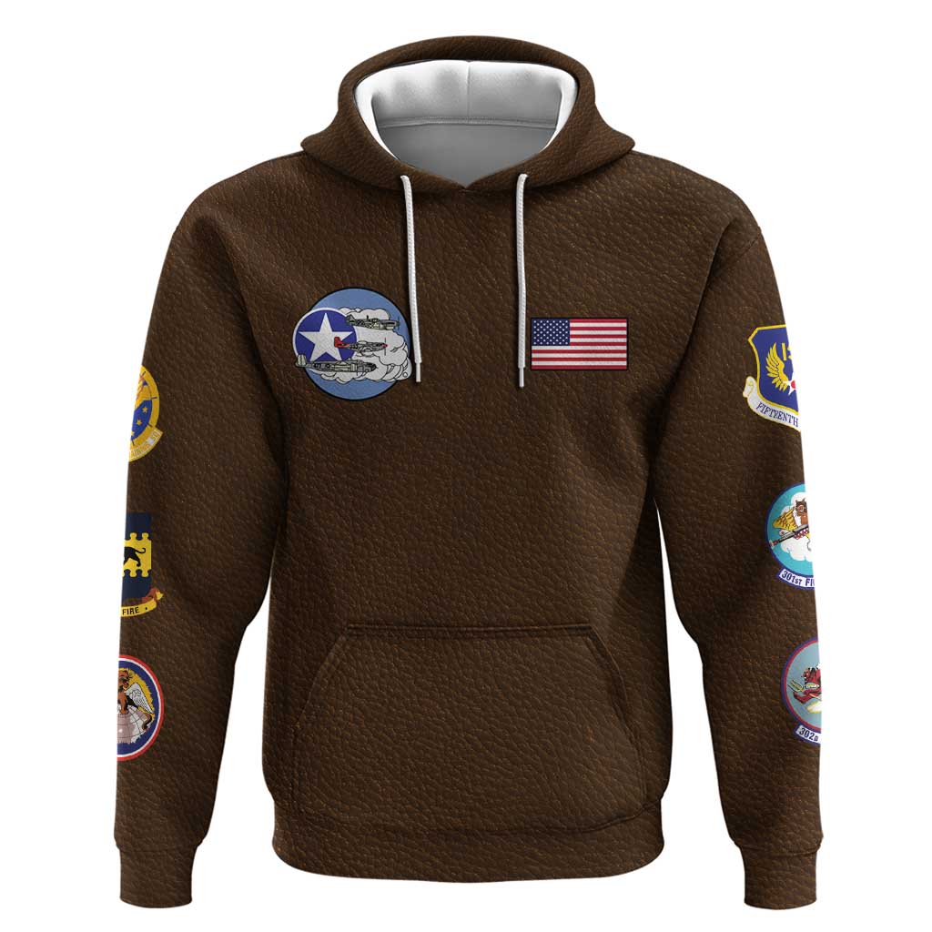 Tuskegee Airmen WWII Heroes Zip Hoodie The Great American Aviators Brown Leather Pattern - Wonder Print Shop