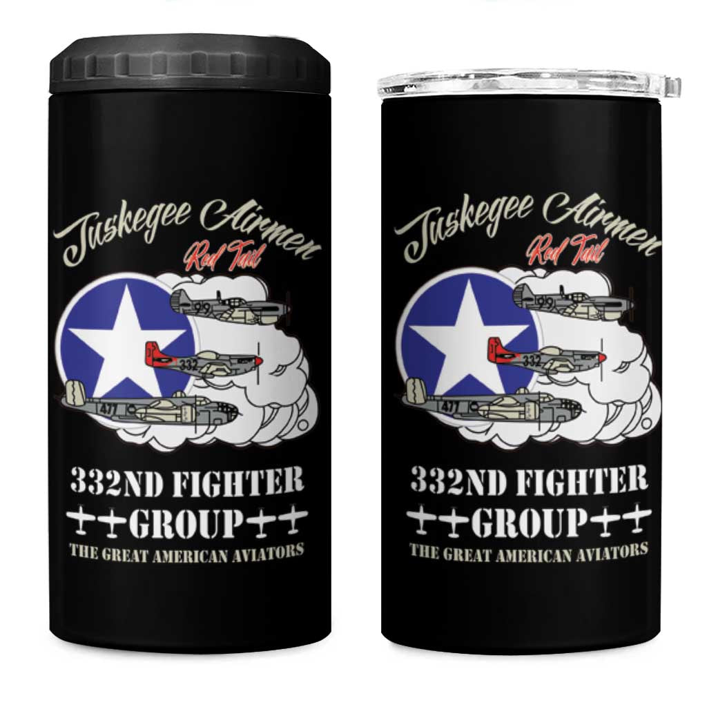 Tuskegee Airmen WWII Heroes 4 in 1 Can Cooler Tumbler The Great American Aviators Black Art - Wonder Print Shop