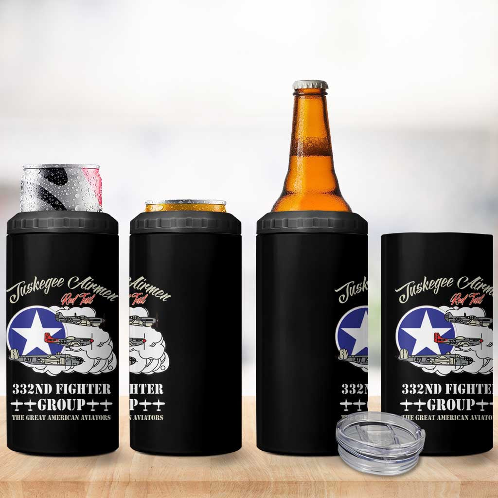 Tuskegee Airmen WWII Heroes 4 in 1 Can Cooler Tumbler The Great American Aviators Black Art - Wonder Print Shop