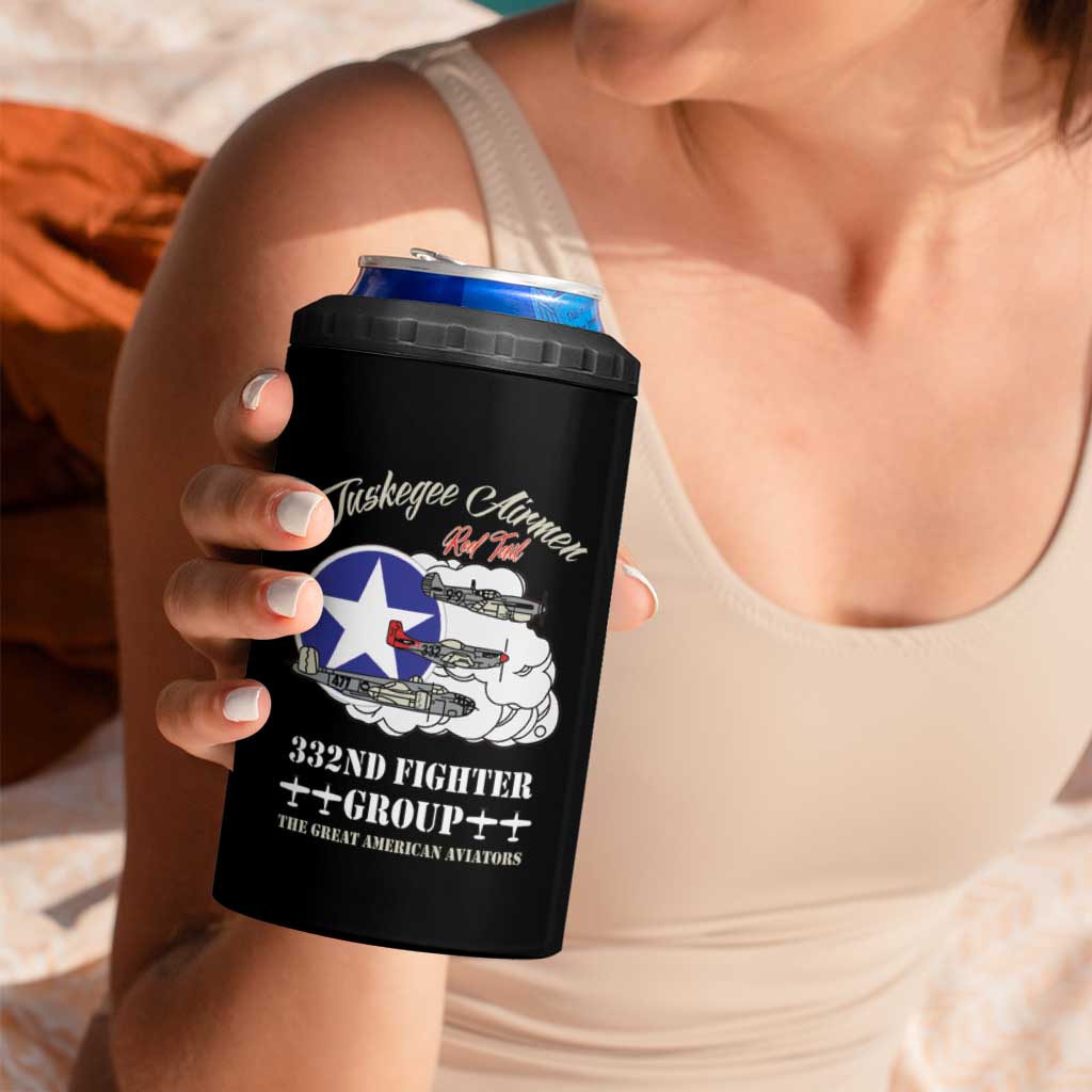 Tuskegee Airmen WWII Heroes 4 in 1 Can Cooler Tumbler The Great American Aviators Black Art - Wonder Print Shop
