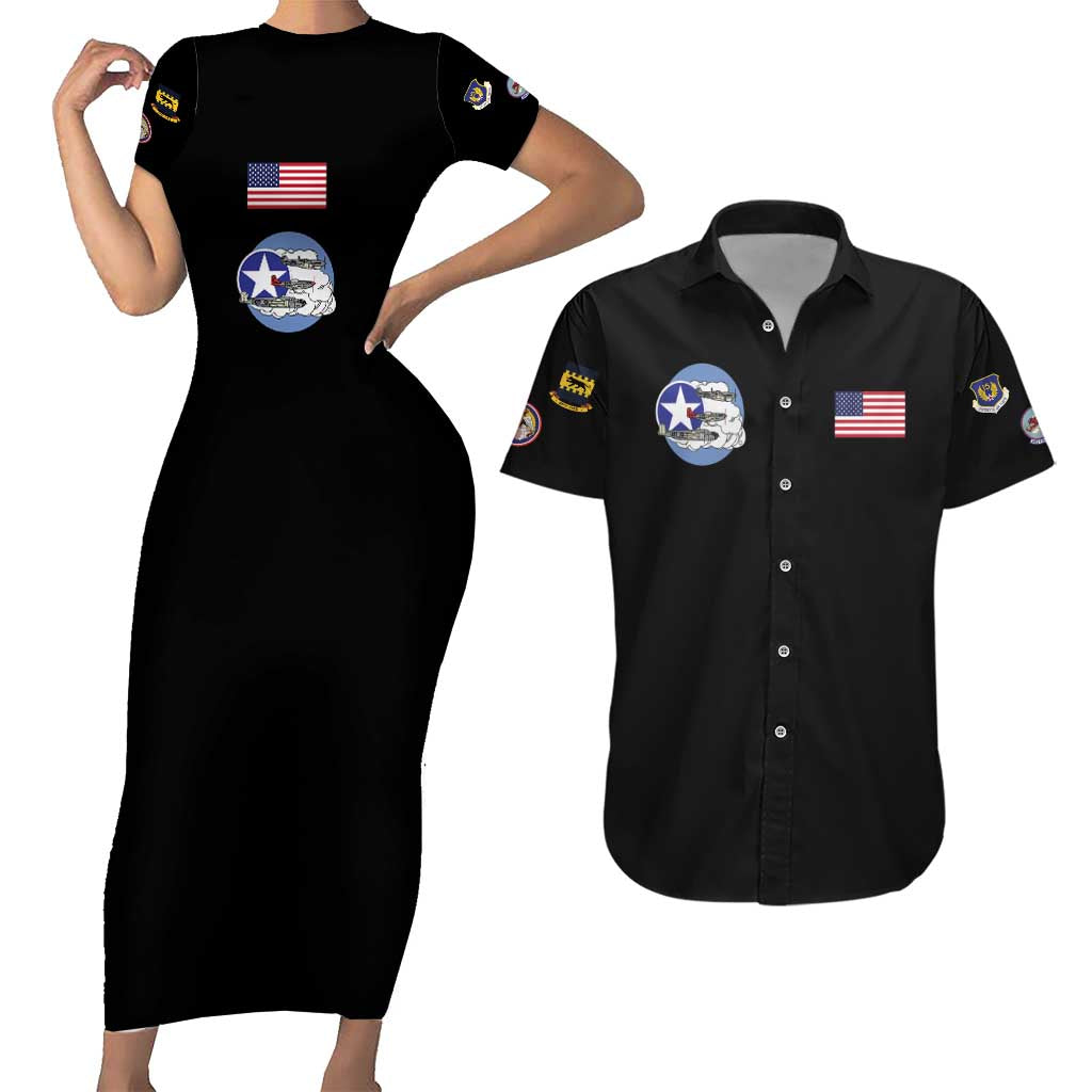 Tuskegee Airmen WWII Heroes Couples Matching Short Sleeve Bodycon Dress and Hawaiian Shirt The Great American Aviators Black Art - Wonder Print Shop