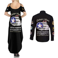 Tuskegee Airmen WWII Heroes Couples Matching Summer Maxi Dress and Long Sleeve Button Shirt The Great American Aviators Black Art - Wonder Print Shop