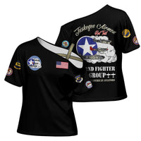 Tuskegee Airmen WWII Heroes Cross Shoulder Shirt The Great American Aviators Black Art - Wonder Print Shop