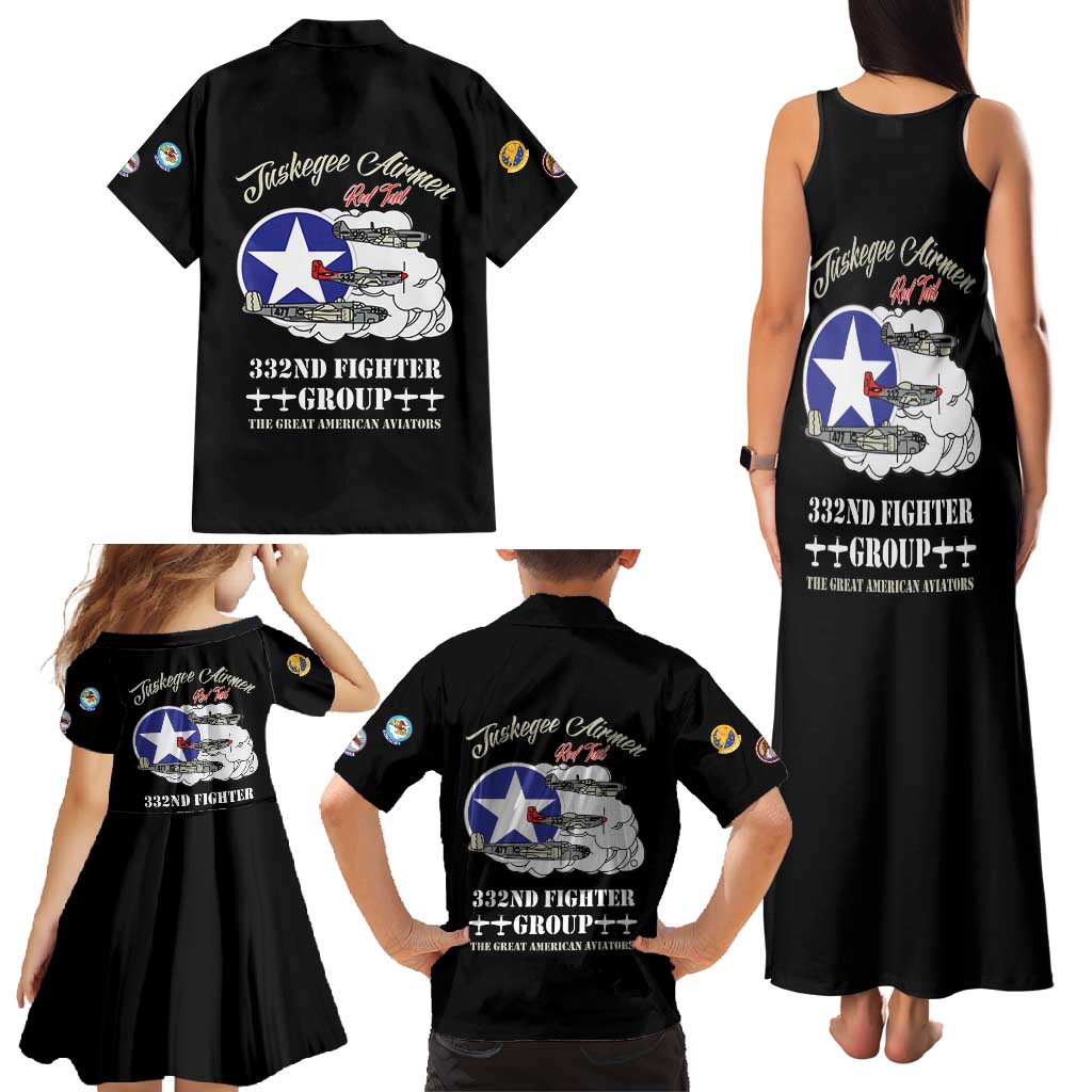 Tuskegee Airmen WWII Heroes Family Matching Tank Maxi Dress and Hawaiian Shirt The Great American Aviators Black Art - Wonder Print Shop