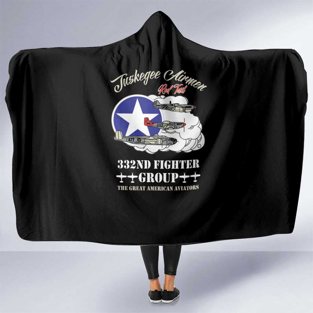 Tuskegee Airmen WWII Heroes Hooded Blanket The Great American Aviators Black Art - Wonder Print Shop