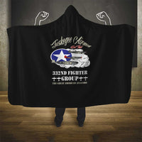 Tuskegee Airmen WWII Heroes Hooded Blanket The Great American Aviators Black Art - Wonder Print Shop