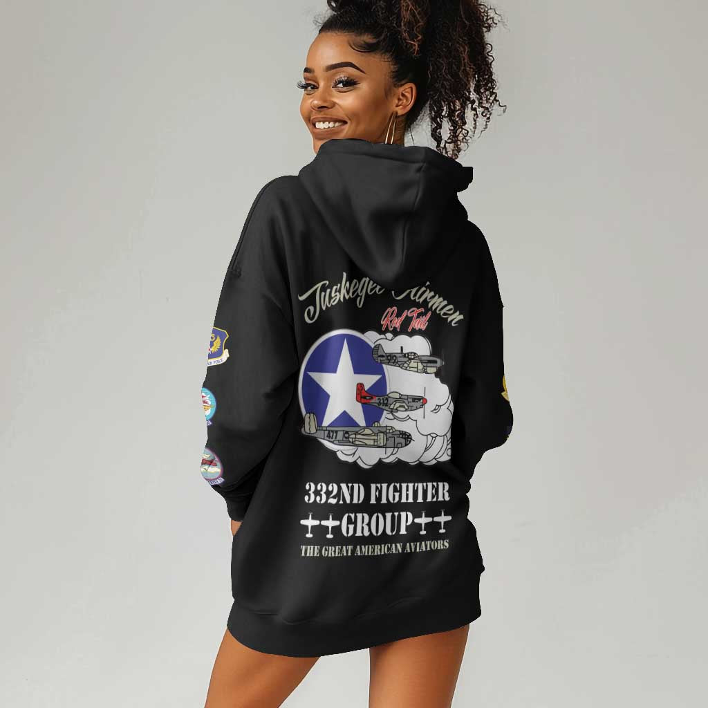 Tuskegee Airmen WWII Heroes Hoodie Dress The Great American Aviators Black Art - Wonder Print Shop