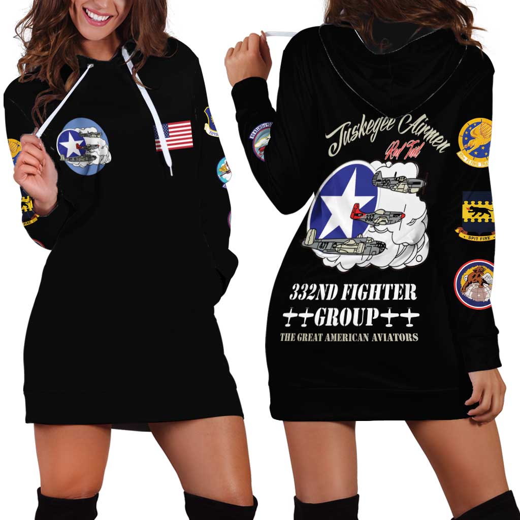 Tuskegee Airmen WWII Heroes Hoodie Dress The Great American Aviators Black Art - Wonder Print Shop
