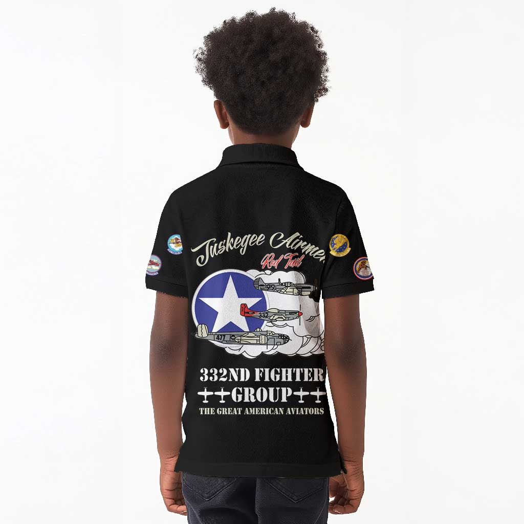 Tuskegee Airmen WWII Heroes Kid Polo Shirt The Great American Aviators Black Art - Wonder Print Shop