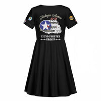 Tuskegee Airmen WWII Heroes Kid Short Sleeve Dress The Great American Aviators Black Art - Wonder Print Shop