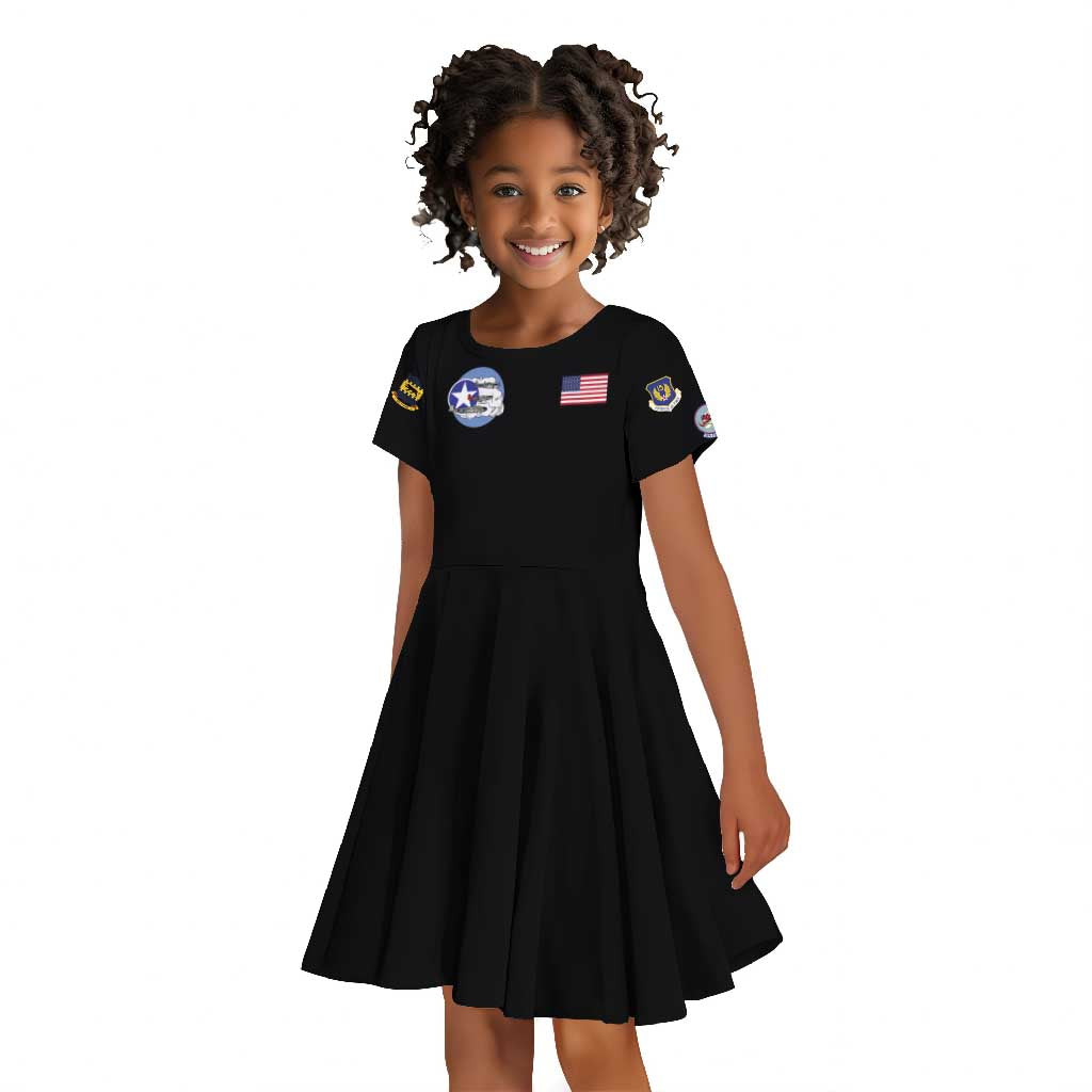 Tuskegee Airmen WWII Heroes Kid Short Sleeve Dress The Great American Aviators Black Art - Wonder Print Shop