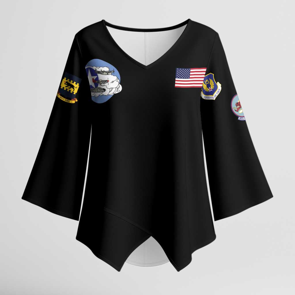 Tuskegee Airmen WWII Heroes Kimono Sleeve Blouse The Great American Aviators Black Art - Wonder Print Shop