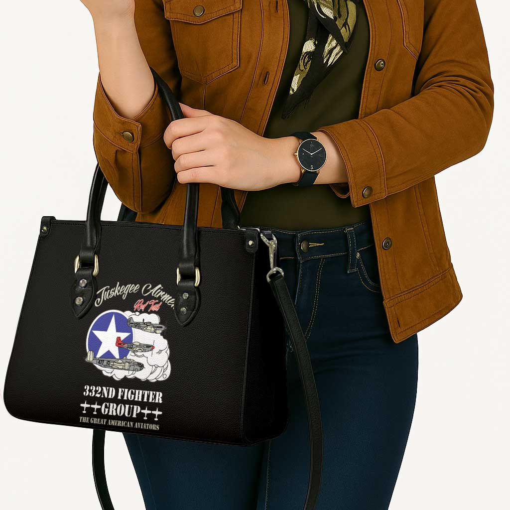 Tuskegee Airmen WWII Heroes Leather Bag The Great American Aviators Black Art - Wonder Print Shop
