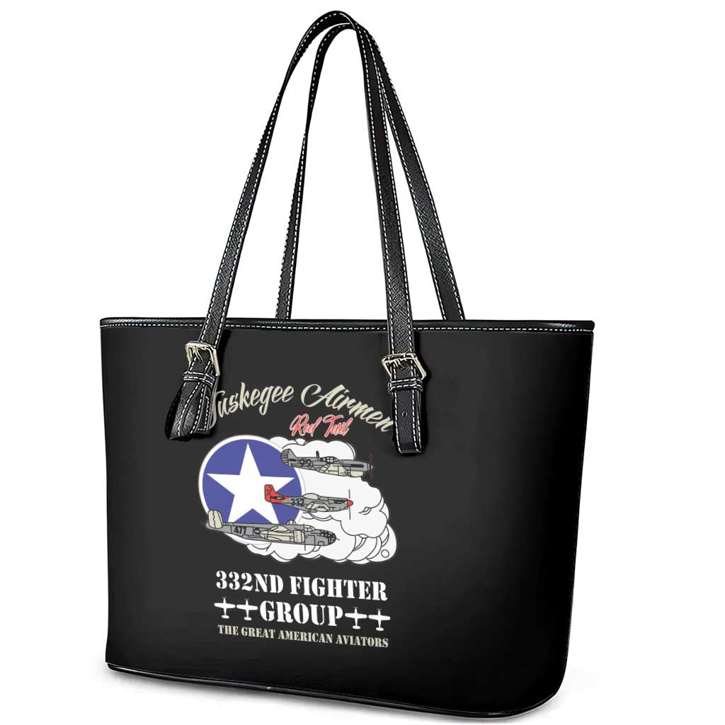 Tuskegee Airmen WWII Heroes Leather Tote Bag The Great American Aviators Black Art - Wonder Print Shop