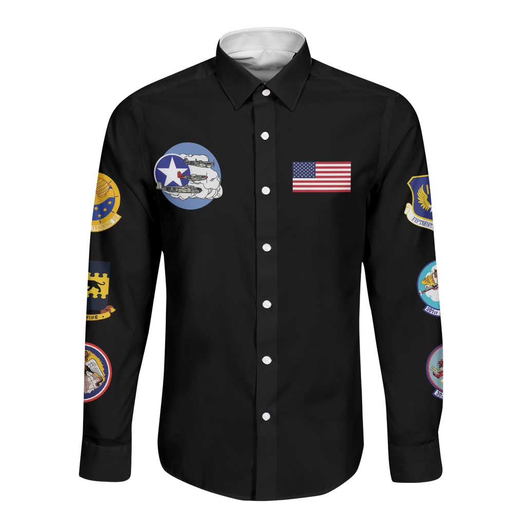 Tuskegee Airmen WWII Heroes Long Sleeve Button Shirt The Great American Aviators Black Art - Wonder Print Shop