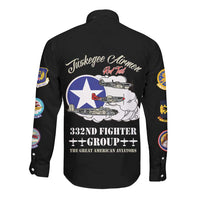Tuskegee Airmen WWII Heroes Long Sleeve Button Shirt The Great American Aviators Black Art - Wonder Print Shop