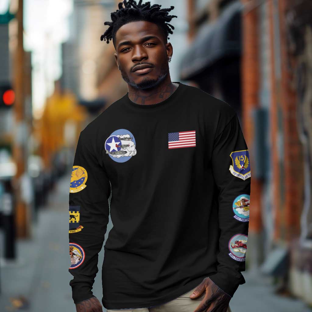 Tuskegee Airmen WWII Heroes Long Sleeve Shirt The Great American Aviators Black Art - Wonder Print Shop