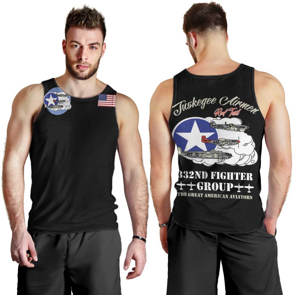 Tuskegee Airmen WWII Heroes Men Tank Top The Great American Aviators Black Art - Wonder Print Shop