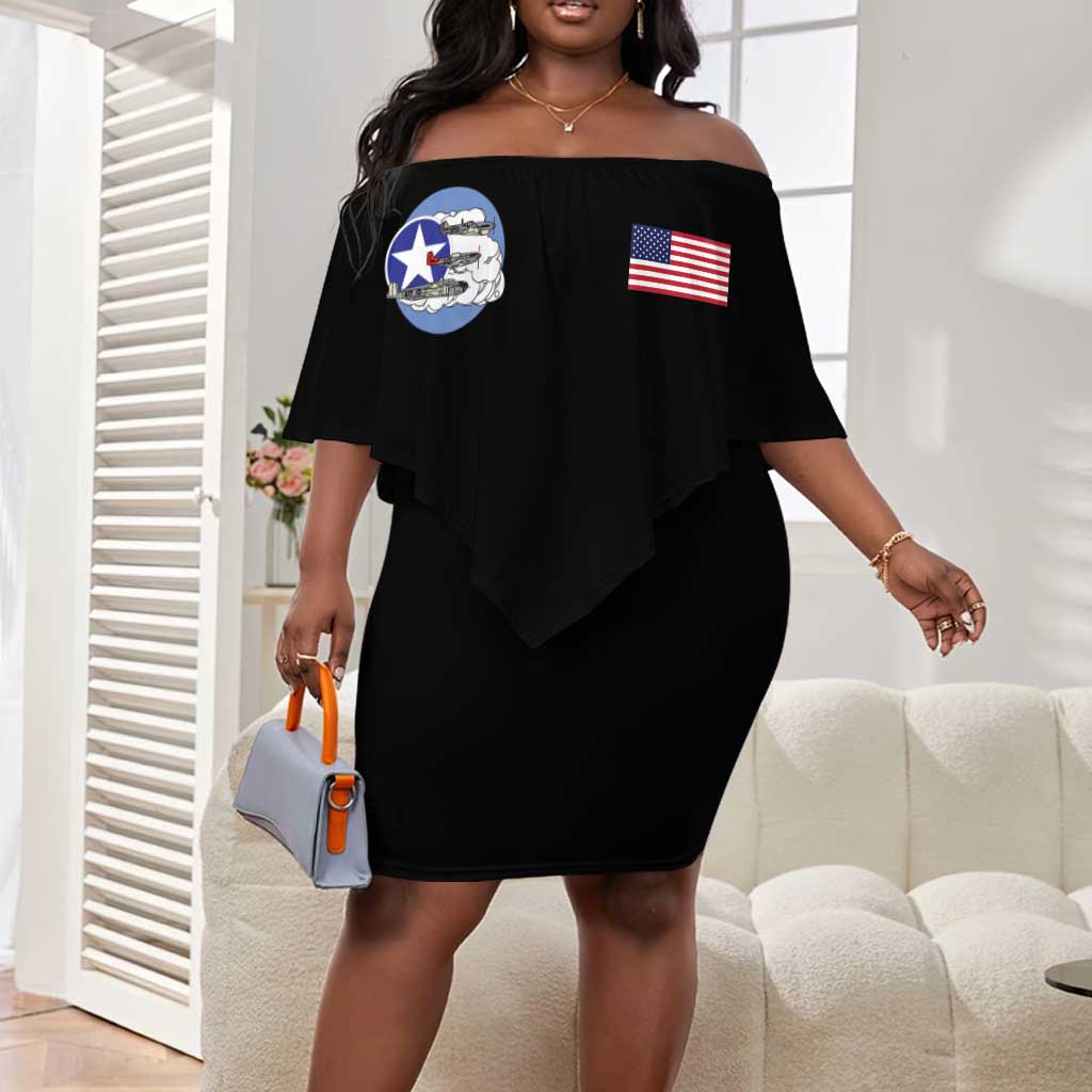 Tuskegee Airmen WWII Heroes Off Shoulder Short Dress The Great American Aviators Black Art - Wonder Print Shop