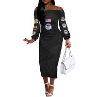 Tuskegee Airmen WWII Heroes Off The Shoulder Long Sleeve Dress The Great American Aviators Black Art - Wonder Print Shop