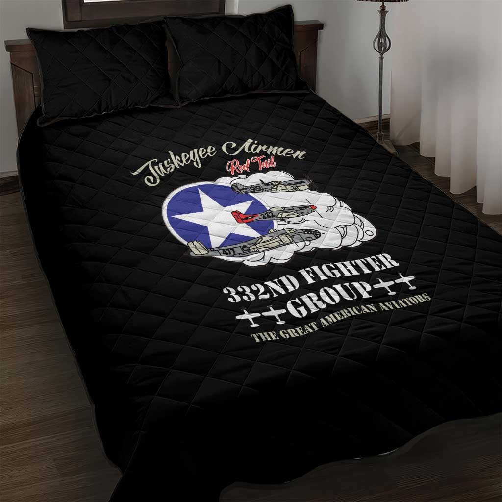 Tuskegee Airmen WWII Heroes Quilt Bed Set The Great American Aviators Black Art - Wonder Print Shop