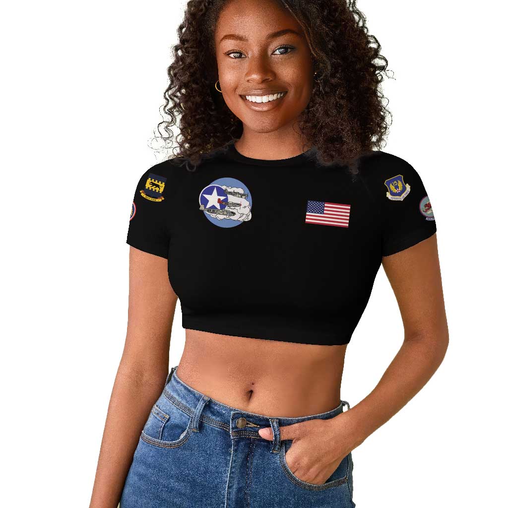 Tuskegee Airmen WWII Heroes Raglan Cropped T Shirt The Great American Aviators Black Art - Wonder Print Shop