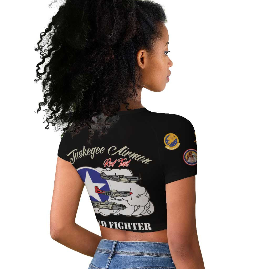 Tuskegee Airmen WWII Heroes Raglan Cropped T Shirt The Great American Aviators Black Art - Wonder Print Shop