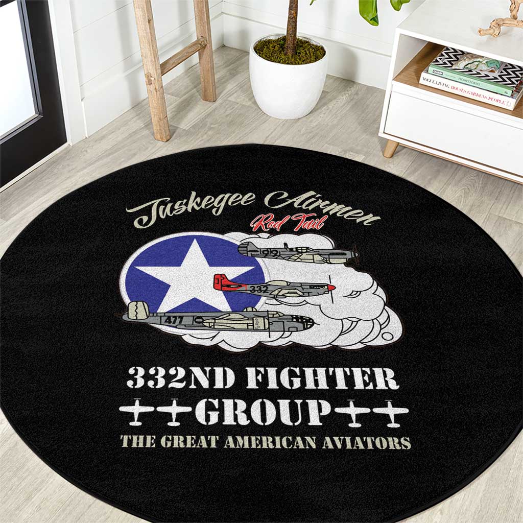 Tuskegee Airmen WWII Heroes Round Carpet The Great American Aviators Black Art - Wonder Print Shop