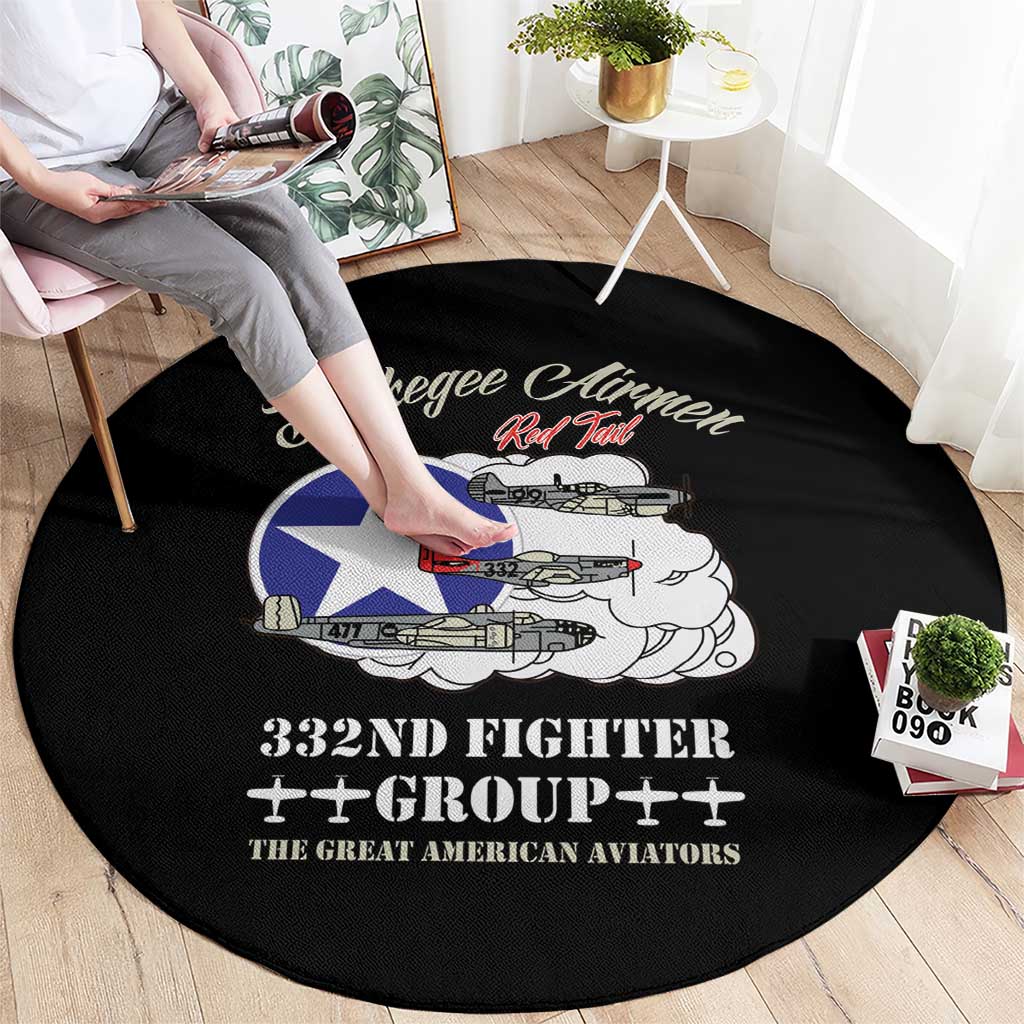 Tuskegee Airmen WWII Heroes Round Carpet The Great American Aviators Black Art - Wonder Print Shop