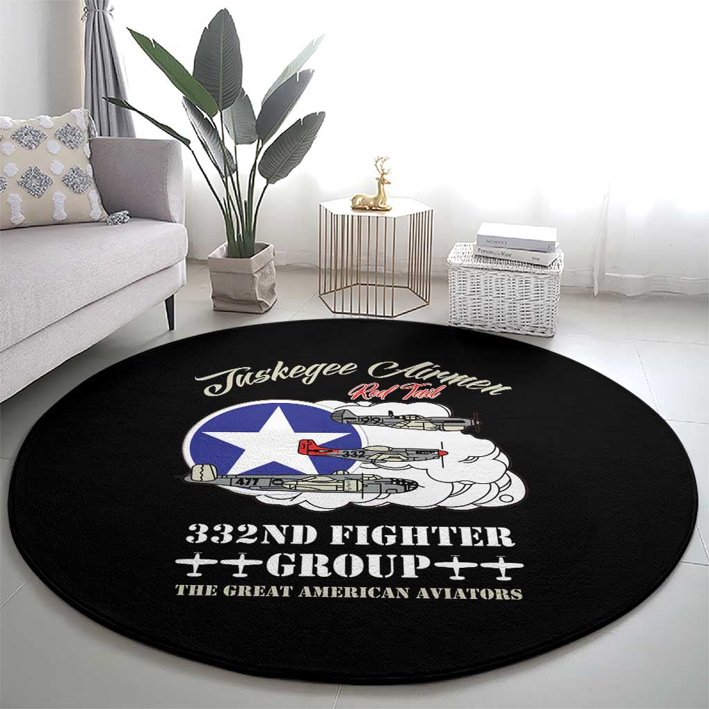 Tuskegee Airmen WWII Heroes Round Carpet The Great American Aviators Black Art - Wonder Print Shop
