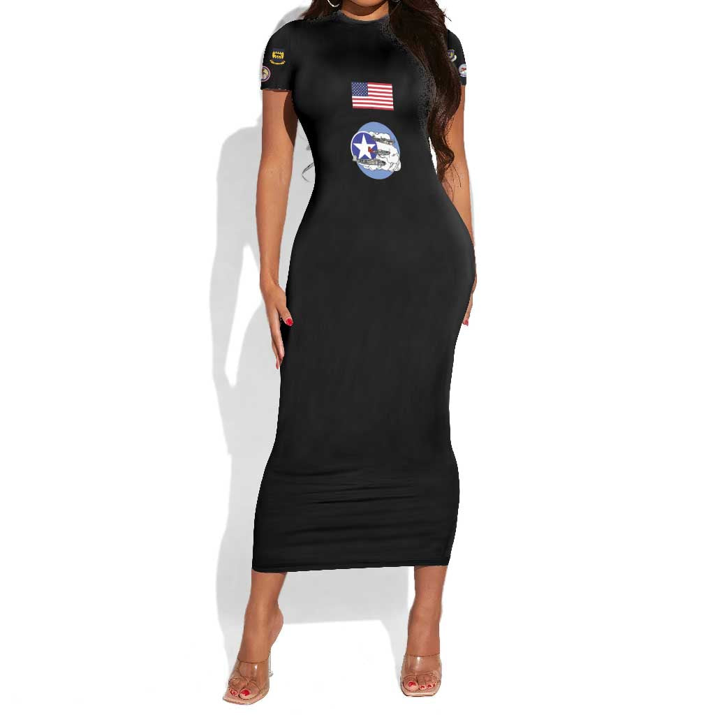 Tuskegee Airmen WWII Heroes Short Sleeve Bodycon Dress The Great American Aviators Black Art - Wonder Print Shop