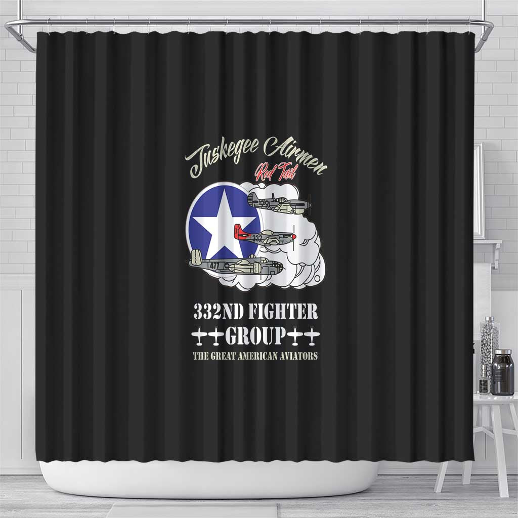 Tuskegee Airmen WWII Heroes Shower Curtain The Great American Aviators Black Art - Wonder Print Shop