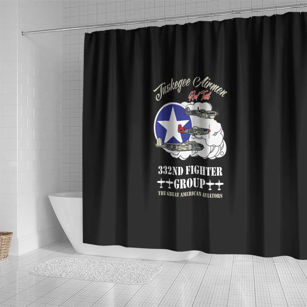 Tuskegee Airmen WWII Heroes Shower Curtain The Great American Aviators Black Art - Wonder Print Shop