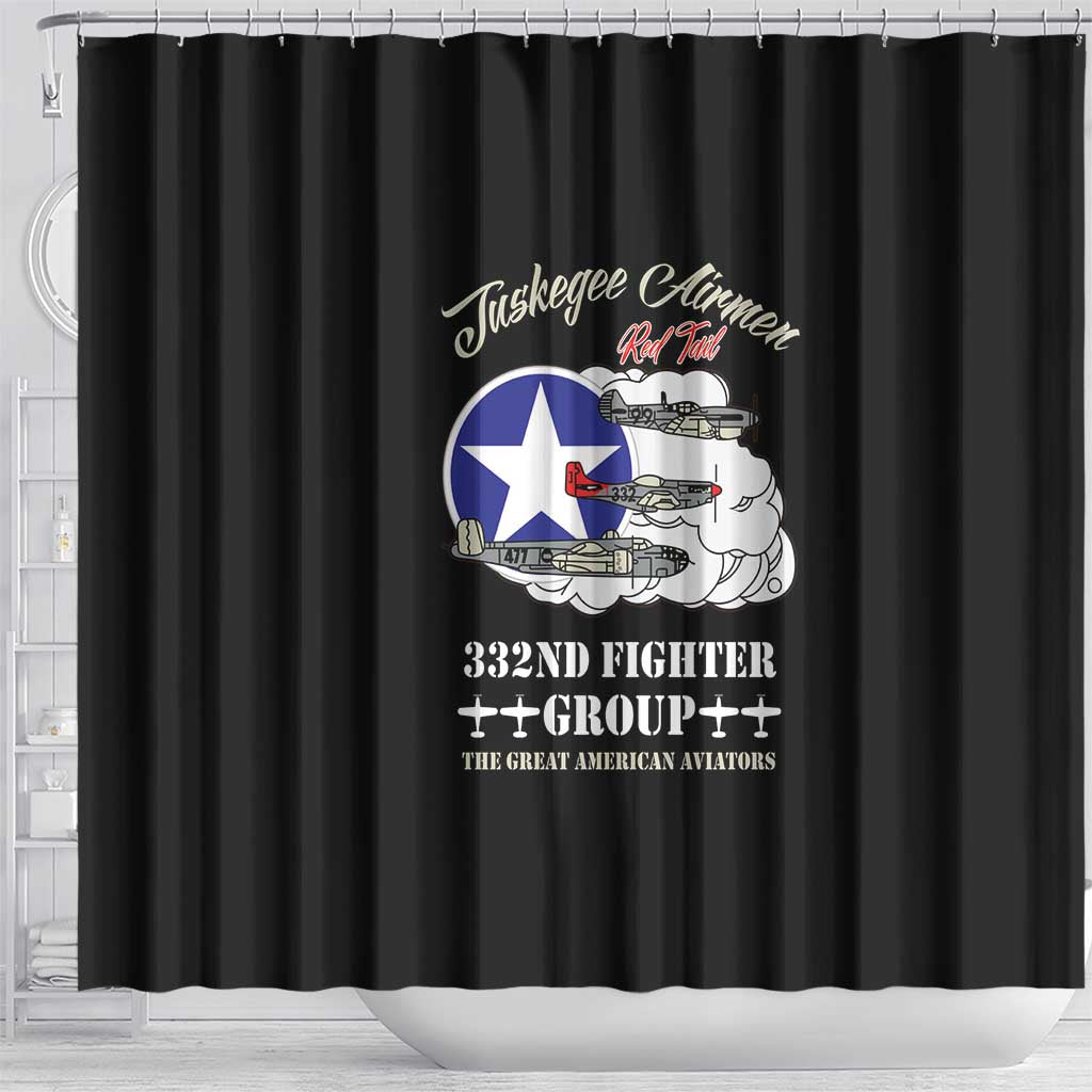 Tuskegee Airmen WWII Heroes Shower Curtain The Great American Aviators Black Art - Wonder Print Shop